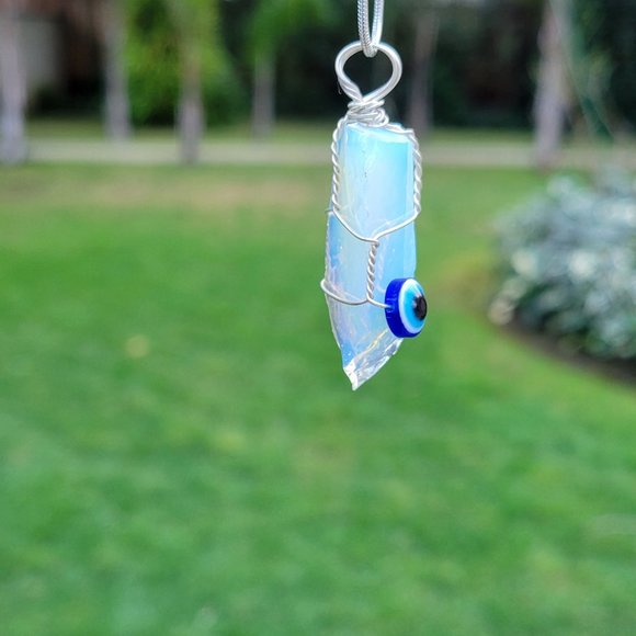 Opal Evil Eye Pendant - Picture 11 of 14